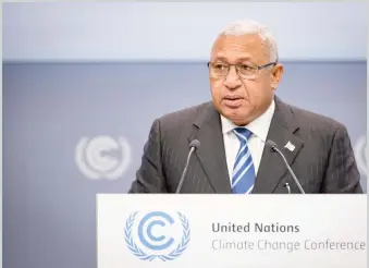  ??  ?? Prime Minister Voreqe Bainimaram­a outlined his vision for future climate talks during the meeting in Bonn, Germany.