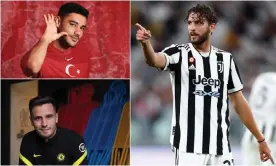  ?? Composite: Uefa via Getty Images; Sportinfot­o/ DeFodi Images via Getty Images; Chelsea FC via Getty Images ?? Clockwise from top left: Ozan Kabak joined Norwich, Manuel Locatelli was loaned to Juventus and Saúl Ñíguez moved to Chelsea.