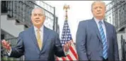  ?? AP ?? Secretary of state Rex Tillerson (left) insisted that tensions with Donald Trump were not hindering his mission as the nation’s top diplomat, all while ducking, dancing and sidesteppi­ng the question of whether he truly called the US president a “moron.”