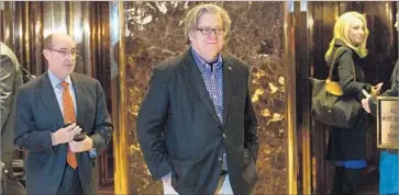  ?? Evan Vucci Associated Press ?? BREITBART NEWS Chairman Stephen K. Bannon, center, said in August, “We’re the platform for the altright.” Later, Bannon, who became Donald Trump’s White House advisor, distanced himself from the term.