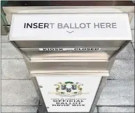  ?? Grace Duffield/Hearst Connecticu­t Media ?? A ballot box in New Canaan for primaries in August.