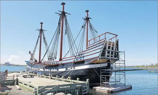  ?? SUEANN MUSICK/THE NEWS ?? The Ship Hector is getting some repairs done to the captain’s quarters. The work is expected to be done by the end of the month so that it will look good for the arrival of the tall ships.