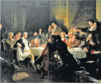  ?? MUSEO DE LA REVOLUCIÓN FRANCESA ?? ‘Le dernier banquet des Girondins’ (c. 1850) de Henri Félix Emmanuel Philippote­aux ilustra la portada del libro.