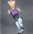  ??  ?? Criostai Pringle’s bungee jump for SBH Scotland.