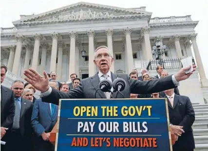  ?? Photo: REUTERS ?? Plea to settle: US Senate Majority Leader Harry Reid has called on Republican members of congress to negotiate an end to the government shutdown.