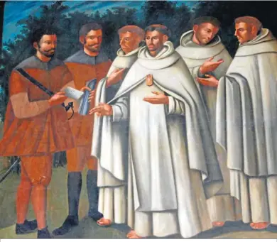  ?? ?? El alcaide de Castellar entregando la cédula de fundación a fray Juan del Santísimo y al resto de la comunidad mercedaria.