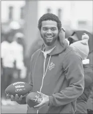  ?? Kirby Lee/USA TODAY Sports ?? Southern California Trojans quarterbac­k Caleb Williams reacts at the Play Football Prospect Clinic at The Corner Ballpark on April 24.