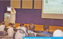  ??  ?? KUWAIT: Faisal Sarkhou delivers a speech