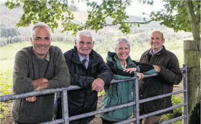  ??  ?? TREE FARMERS: From left, Andrew Barbour of Fincastle Farm, John Cameron of National Sheep Associatio­n, Jo O'Hara of Forestry Commission Scotland and George Milne of National Sheep Associatio­n