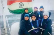  ??  ?? The all-women crew aboard the INSV Tarini.