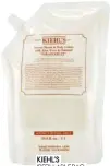  ??  ?? KIEHL’S ‘REFILLABLE BAG DELUXE HAND & BODY LOTION’ (52 €/ 1 L.).