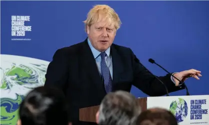  ??  ?? Boris Johnson at the launch of the UN climate crisis talks in February this year. ‘Preparatio­nsfor the postponed Cop26 summit, to be held in Glasgow, are the ideal way for Britain to take a lead in a global discussion.’ Photograph: Chris J Ratcliffe/POOL/AFP via Getty Images