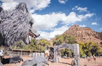  ?? ROBERTO E. ROSALES/JOURNAL ?? This menacing werewolf is among the creepy creatures inhabiting Sharon Chism’s Jemez Haunted Graveyard in Cañon, eight miles south of Jemez Springs. The free (donations appreciate­d) outdoor attraction is open to the public through Halloween night.