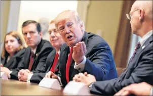  ?? AP PHOTO ?? President Donald Trump speaks during a meeting with steel and aluminum executives in the Cabinet Room of the White House, Thursday, in Washington.