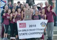  ?? Graham Thomas/Siloam Sunday ?? The Siloam Springs girls cross country team won their fifth straight cross country championsh­ip on Nov. 2 at Oaklawn Park in Hot Springs.