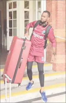  ??  ?? New boy Kyle Hope arrives at Lord’s for West Indies’ first training session since arriving in London. (Photo courtesy CWI Media)