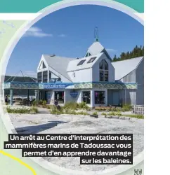  ??  ?? Un arrêt au Centre d’interpréta­tion des mammifères marins de Tadoussac vous permet d’en apprendre davantage sur les baleines.