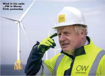  ?? Pictures: JANE BARLOW / PA ?? Wind in his sails ...PM in Moray Firth yesterday