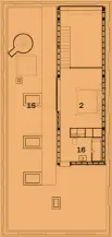  ??  ?? First floor
1. Entry
2. Bedroom
3. Living
4. Library
5. Hallway
6. Bathroom
7. WC
8. Laundry
9. Deck
10. Garden
11. Storage
12. Studio
13. Dining
14. Kitchen
15. Roof deck
16. En suite