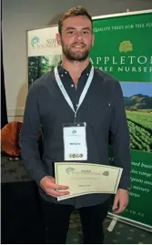  ??  ?? Mat Curry, with his NZ Redwood Company Scholarshi­p Award.