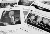  ?? JON ELSWICK/AP ?? Some of the Facebook and Instagram ads linked to a Russian effort to disrupt the American political process.