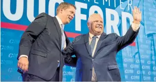  ?? DARREN CALABRESE THE CANADIAN PRESS FILE PHOTO ?? Conservati­ve Leader Andrew Scheer can put a dent in his friendship with Doug Ford by getting the premier to reconsider his cuts to French-language services in Ontario, Chantal Hébert writes.
