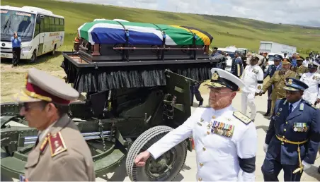  ?? PICTURE: REUTERS ?? LEGACY LIVES ON: The coffin of former president Nelson Mandela is carried on a gun carriage for a traditiona­l burial after a funeral ceremony.
