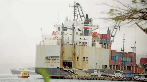  ?? Photo: Ronald Kumar ?? Cargo ship South Islander berth at Kings Wharf on June 21, 2022.