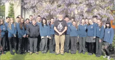  ??  ?? Second year students at McEgan College who have just completed a six week writing workshop with Cork poet Gerry Murphy. Gerry has written several anthologie­s of poetry and has been supporting students in the writing of their own poems. Their work,...