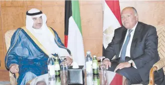  ??  ?? Sameh Shoukry met with Sheikh Sabah Al-Khaled Al-Sabah in Cairo on Monday