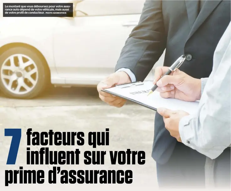  ?? PHOTO ADOBESTOCK ?? Le montant que vous déboursez pour votre assurance auto dépend de votre véhicule, mais aussi de votre profil de conducteur.