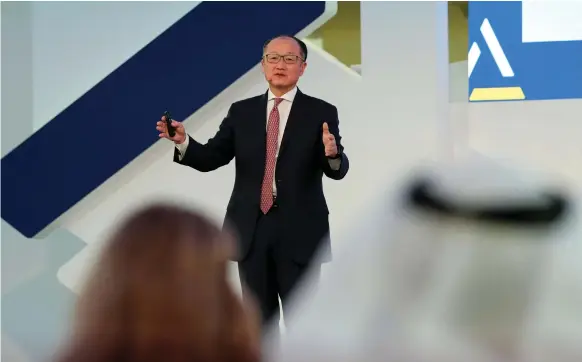  ?? Chris Whiteoak / The National ?? Jim Yong Kim, the president of the World Bank, at the Reaching the Last Mile forum in Abu Dhabi yesterday