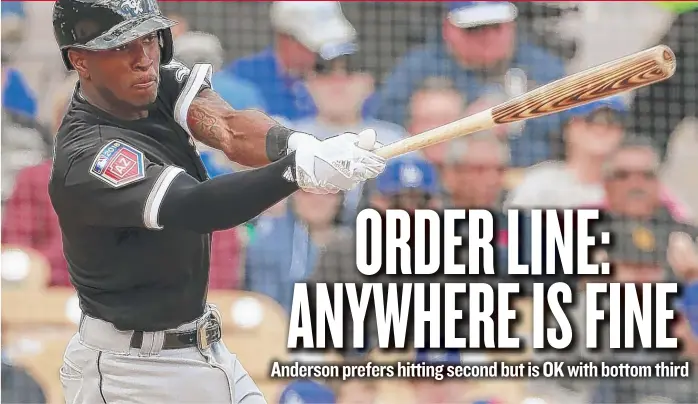  ??  ?? White Sox shortstop Tim Anderson, a roll- with- the- flow sort of fellow, wasn’t bothered by manager Rick Renteria’s recent decision to bat him in the bottom third of the lineup. He drew only 13 walks in 2017. | AP