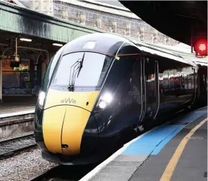  ??  ?? A GWR Hitachi 800 train at Bristol Temple Meads earlier this month – there has only been an “extremely limited” service running between the station and London Paddington this week