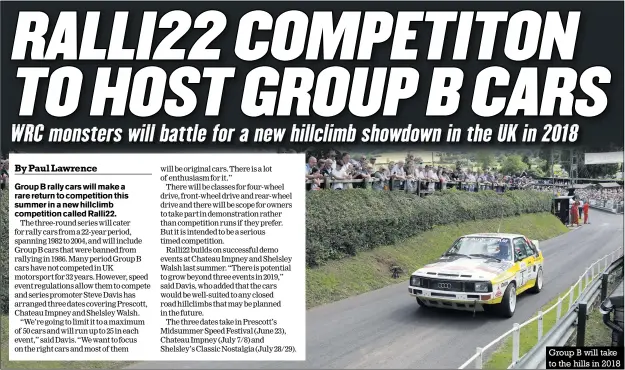  ??  ?? Group B will take to the hills in 2018