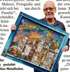  ??  ?? Künstler
Gerd Schindler aus Mering gestaltet Bilder aus alten Metallteil­en.