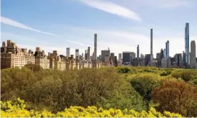  ?? Photograph: Richard Levine/Alamy ?? Billionair­es Row, a collection of super-tall residences for the uber-rich mostly on West 57th Street, seen from Central Park.