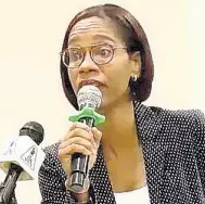  ?? CHRISTOPHE­R THOMAS ?? Simone Clarke-Cooper delivering the keynote address at the opening session of the Jamaica Teachers’ Associatio­n’s annual Helen Stills Profession­al Day celebratio­n, held at the Holiday Inn Resort in Montego Bay on Thursday, May 5.