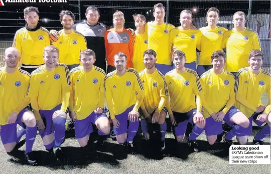  ??  ?? Looking good EKYM’s Caledonian League team show off their new strips