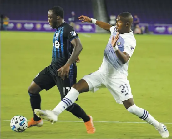  ?? PHOTO COURTOISIE IMPACT ?? Ballou Tabla et l’Impact se sont inclinés 1 à 0 face au Orlando City SC hier soir lors d’un match hors-concours.