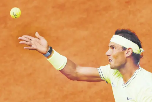  ??  ?? Spain’s Rafael Nadal in action during the French Open final match against Dominic Thiem, in Paris, France, June 9, 2019.