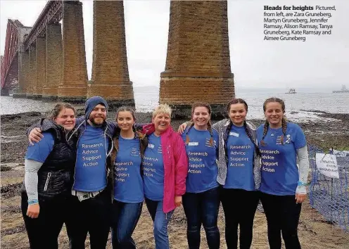  ??  ?? Heads for heights Pictured, from left, are Zara Gruneberg, Martyn Gruneberg, Jennifer Ramsay, Alison Ramsay, Tanya Gruneberg, Kate Ramsay and Aimee Gruneberg