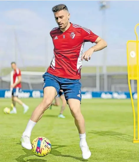  ?? Foto: Club Atlético Osasuna ?? Kike Barja, durante el entrenamie­nto que completó ayer Osasuna en Tajonar.