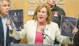  ?? MARK MULLIGAN/HOUSTON CHRONICLE ?? Kim Ogg is district attorney of Harris County, Texas, where cases of illegal weapons possession have sharply risen since the“permitless carry”law went into effect.“It’s shocking,”Ogg said.