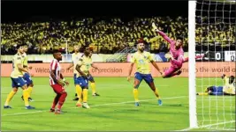  ?? PTI ?? ATK team players score a goal during their match against Kerala Blasters on the first day of The Indian Super League 2019-20, in Kochi on Sunday