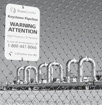  ?? Nati Harnik / Associated Press file ?? First proposed in 2008, the Keystone XL oil pipeline was rejected by President Barack Obama but revived under President Donald Trump. An appeals court last month lifted an injunction that had blocked constructi­on. That came after Trump issued a new permit for the project.