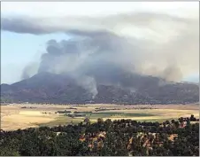  ?? ALEX HORVATH / THE CALIFORNIA­N / FILE ?? Smoke from the Stagecoach Fire last year in the Lake Isabella area. The Walker Basin is in the foreground. Last year was the worst wildfire year recorded in state history, and it could be even more devastatin­g in 2021.