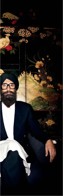  ??  ?? Waris Ahluwalia’s Curated By edit for MatchesFas­hion includes, clockwise from right, Gucci oval acetate sunglasses, a black and gold Versace robe, Gucci socks and glossy formal shoes by Paul Smith