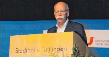  ?? FOTO: CHRISTIAN GERARDS ?? Dieter Zetsche beim Neujahrsem­pfang der Kreis-CDU in Tuttlingen.