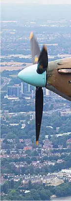  ??  ?? Top gun: The doughty Hawker Hurricane was responsibl­e for 60 per cent of the Luftwaffe casualties in the Battle of Britain. This one in yesterday’s fly-past, PZ865, was the last Hurricane ever built